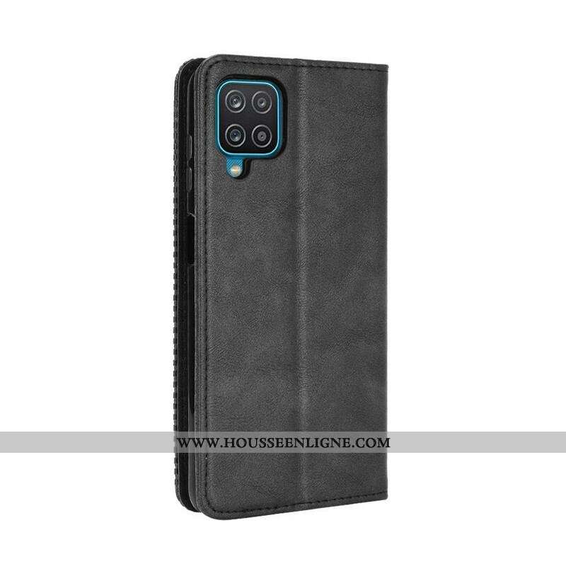 Flip Cover Samsung Galaxy A12 / M12 Effet Cuir Vintage Stylisé