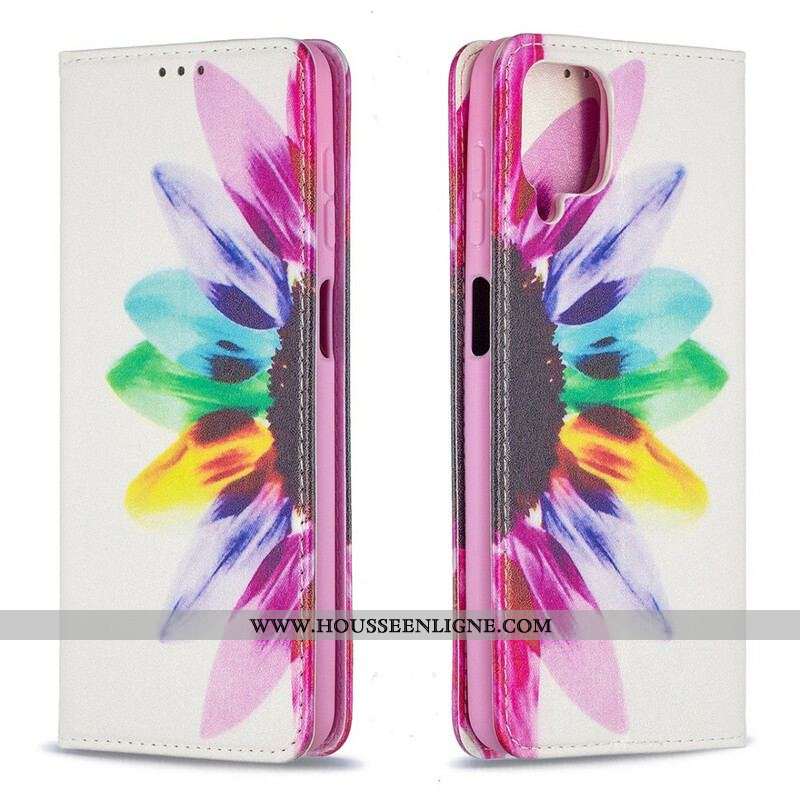 Flip Cover Samsung Galaxy A12 / M12 Fleur Aquarelle