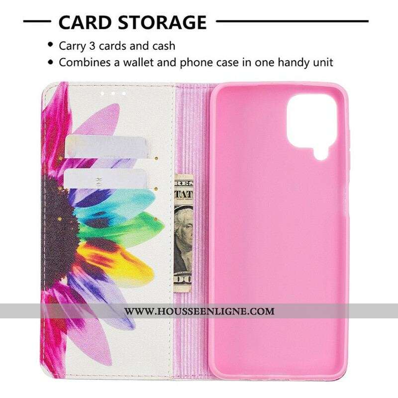 Flip Cover Samsung Galaxy A12 / M12 Fleur Aquarelle