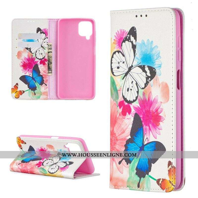 Flip Cover Samsung Galaxy A12 / M12 Papillons Colorés