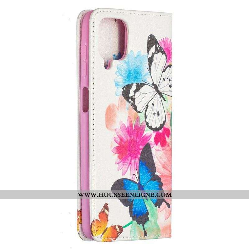 Flip Cover Samsung Galaxy A12 / M12 Papillons Colorés