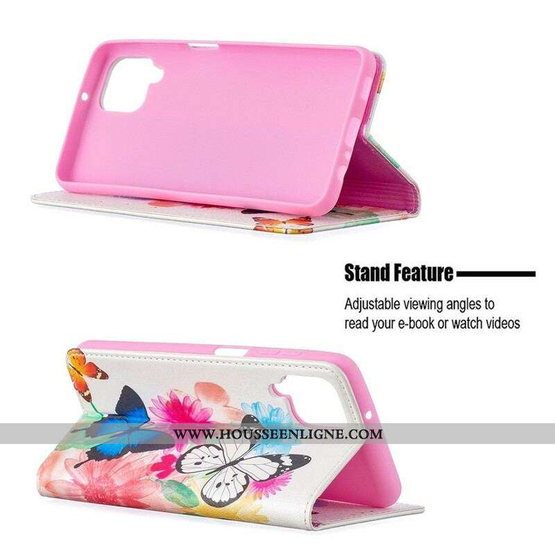 Flip Cover Samsung Galaxy A12 / M12 Papillons Colorés