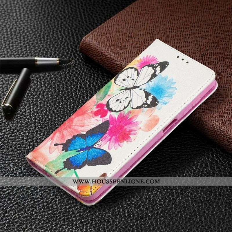 Flip Cover Samsung Galaxy A12 / M12 Papillons Colorés