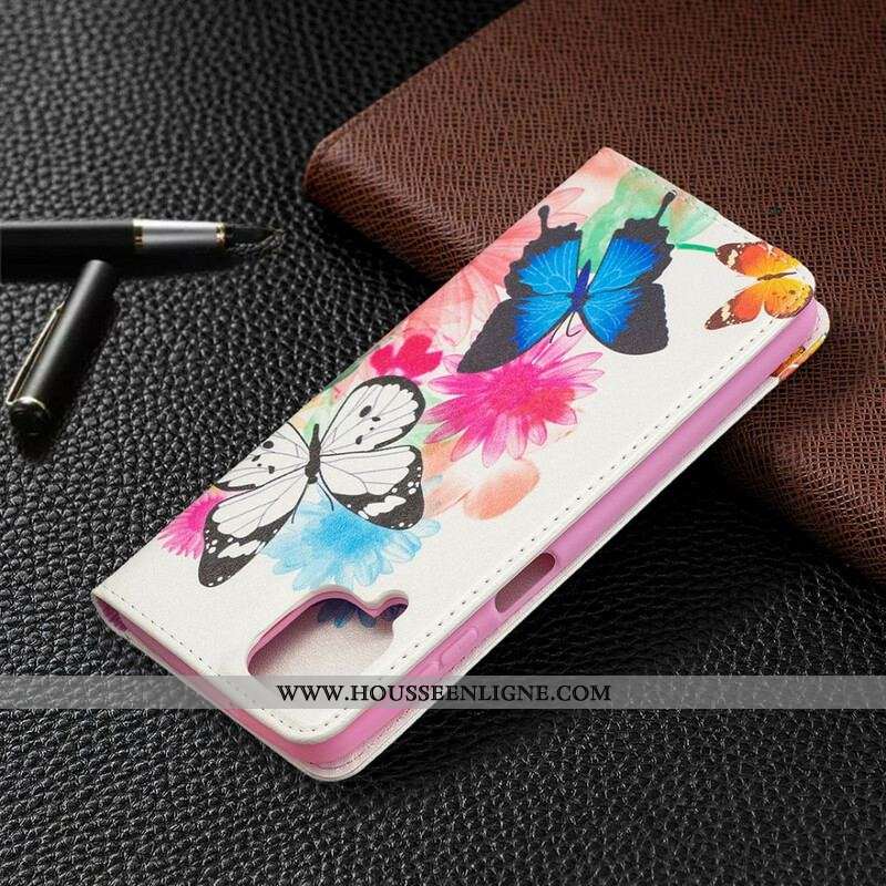 Flip Cover Samsung Galaxy A12 / M12 Papillons Colorés