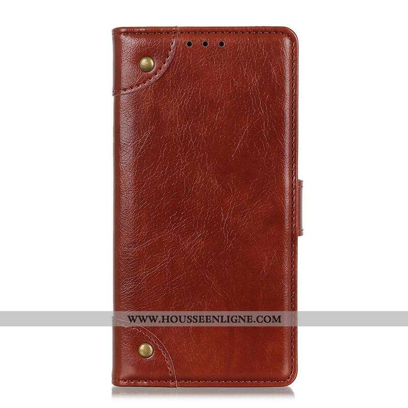 Flip Cover Samsung Galaxy A42 5G Cuir Fendu Nappa Rivets