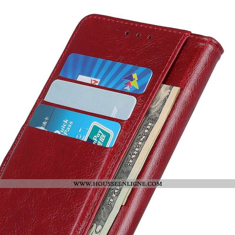 Flip Cover Samsung Galaxy A42 5G Cuir Fendu Nappa Rivets