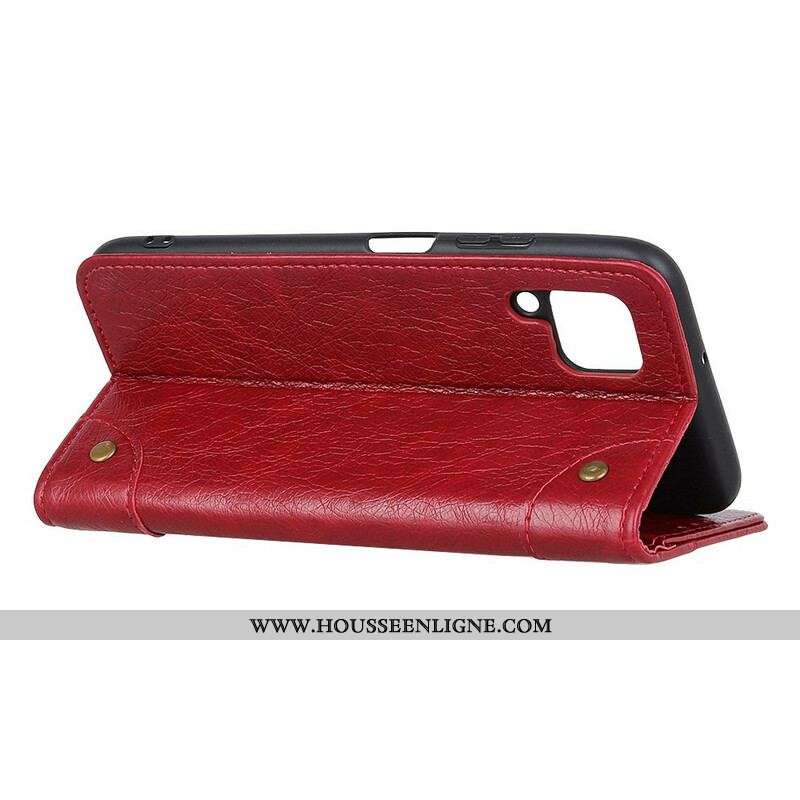Flip Cover Samsung Galaxy A42 5G Cuir Fendu Nappa Rivets