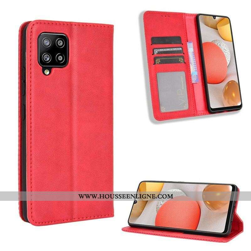 Flip Cover Samsung Galaxy A42 5G Effet Cuir Vintage Stylisé
