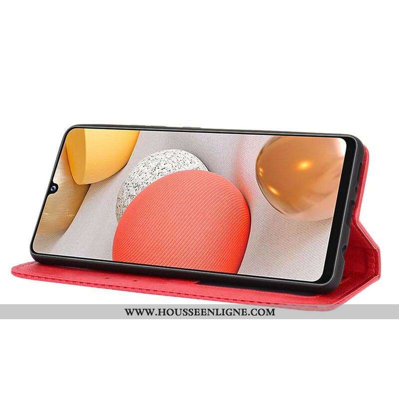 Flip Cover Samsung Galaxy A42 5G Effet Cuir Vintage Stylisé