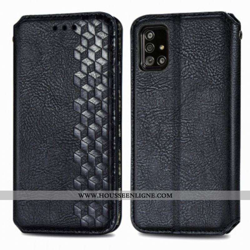 Flip Cover Samsung Galaxy A51 5G Effet Cuir Texture Diamant