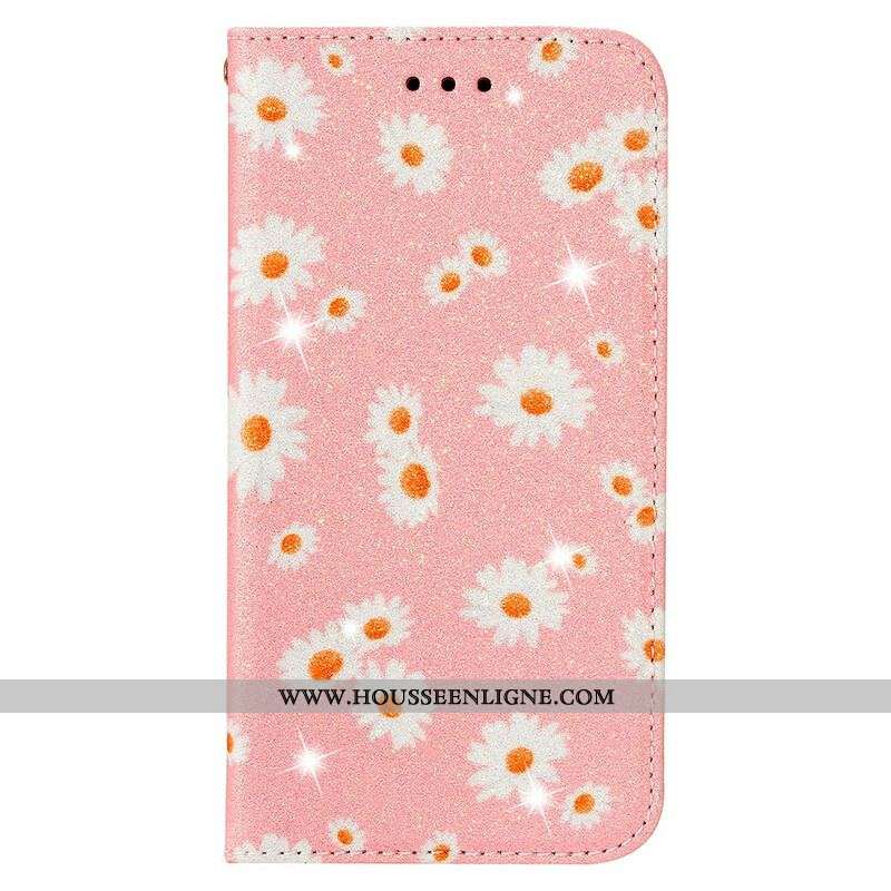 Flip Cover Samsung Galaxy A51 5G Simili Cuir Marguerites