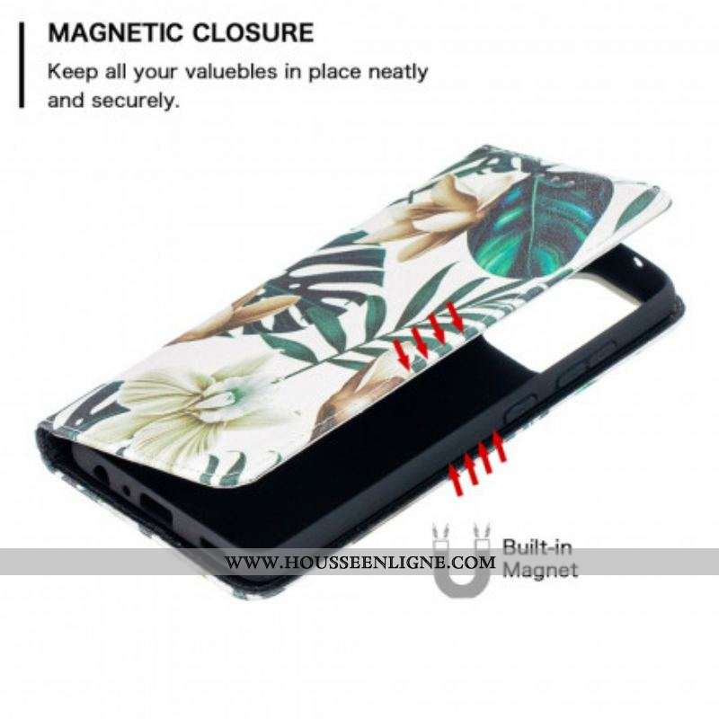 Flip Cover Samsung Galaxy A52 4G / A52 5G / A52s 5G Feuilles