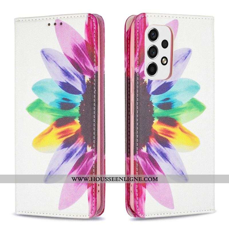 Flip Cover Samsung Galaxy A53 5G Fleur Aquarelle