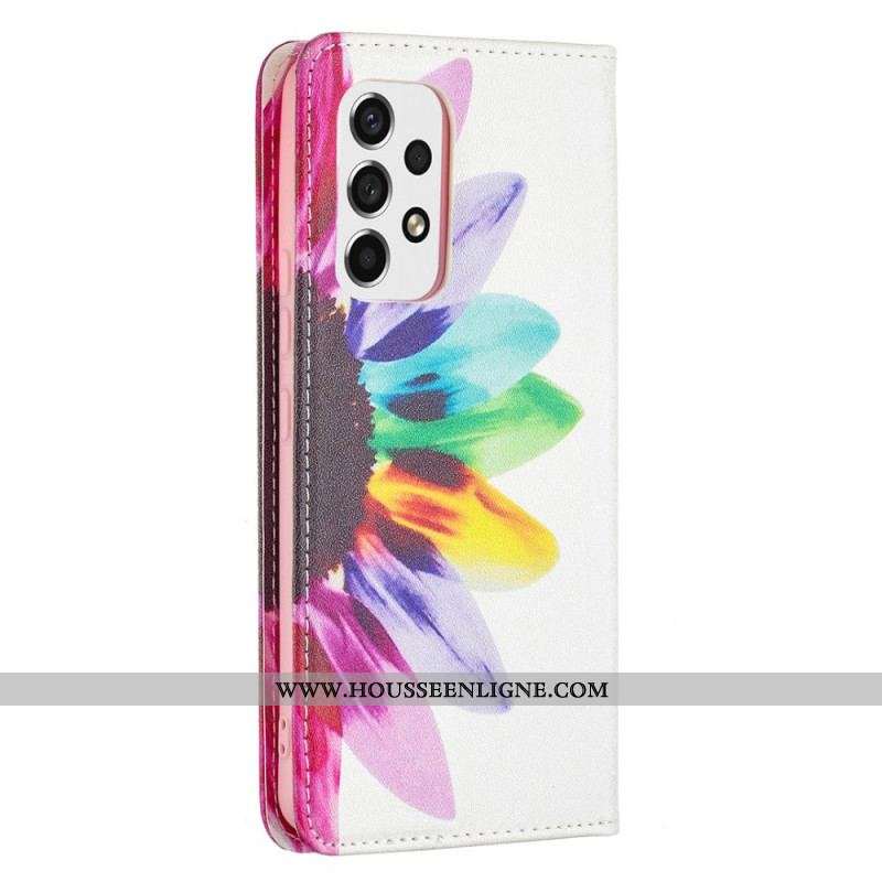 Flip Cover Samsung Galaxy A53 5G Fleur Aquarelle