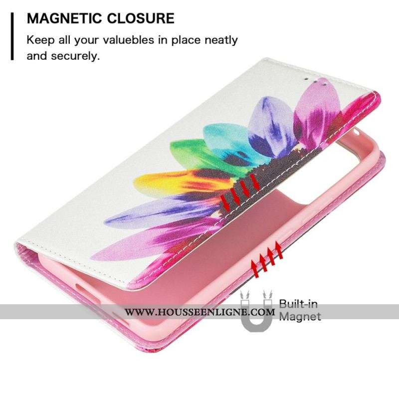 Flip Cover Samsung Galaxy A53 5G Fleur Aquarelle