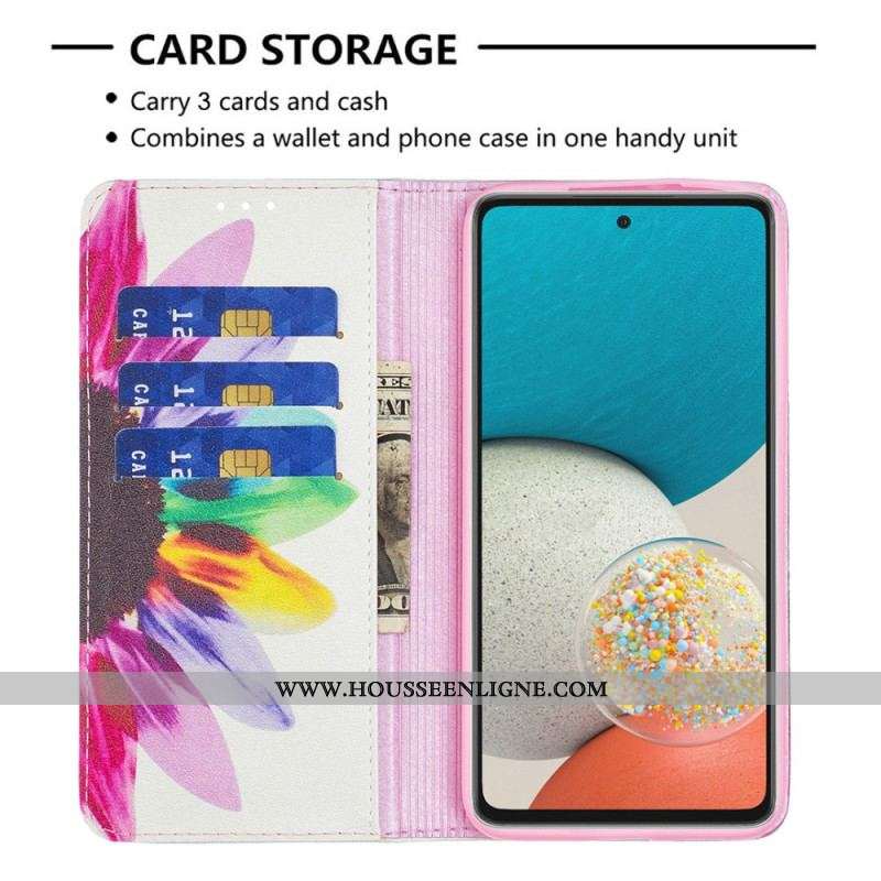 Flip Cover Samsung Galaxy A53 5G Fleur Aquarelle