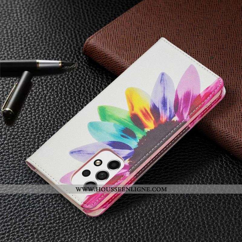 Flip Cover Samsung Galaxy A53 5G Fleur Aquarelle