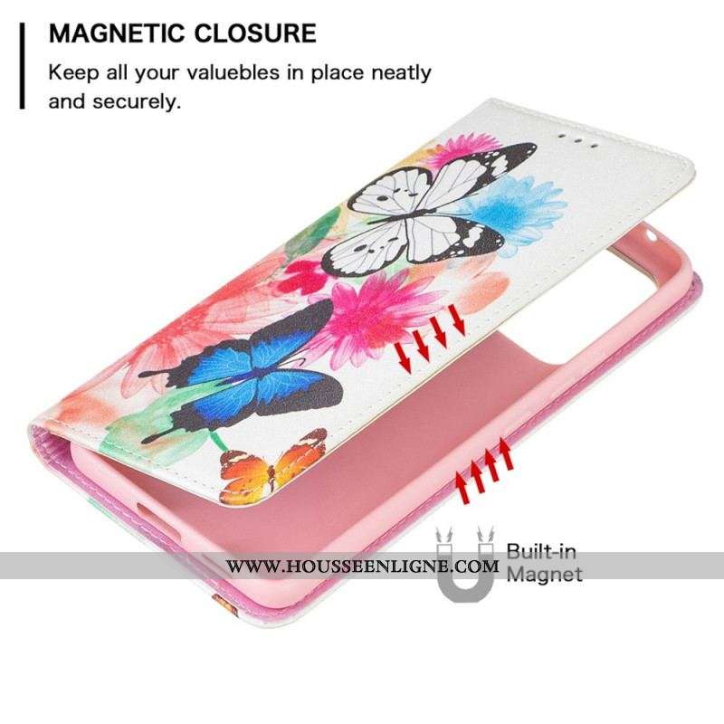 Flip Cover Samsung Galaxy A53 5G Papillons Colorés