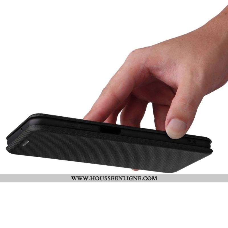 Flip Cover Samsung Galaxy M13 Fibre Carbone