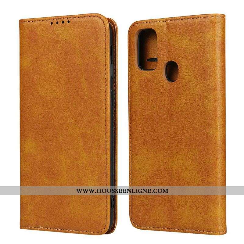 Flip Cover Samsung Galaxy M21 Cuir Fendu Élégance