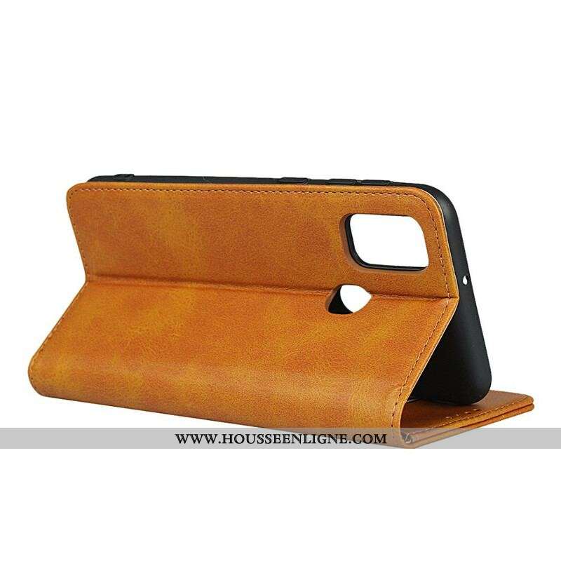Flip Cover Samsung Galaxy M21 Cuir Fendu Élégance