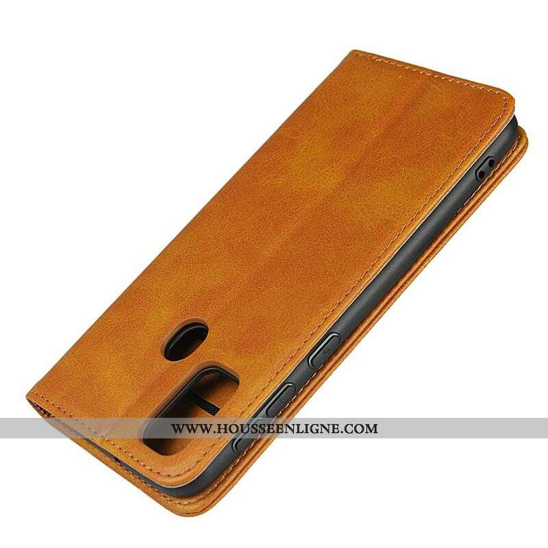 Flip Cover Samsung Galaxy M21 Cuir Fendu Élégance