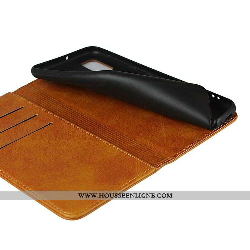 Flip Cover Samsung Galaxy M21 Cuir Fendu Élégance
