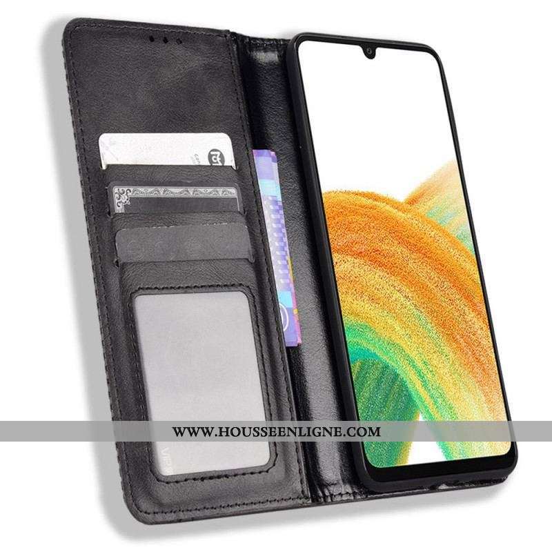 Flip Cover Samsung Galaxy M23 5G Effet Cuir Vintage Stylisé