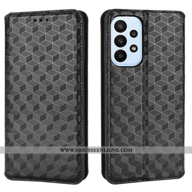 Flip Cover Samsung Galaxy M23 Effet Cuir Cubes 3D