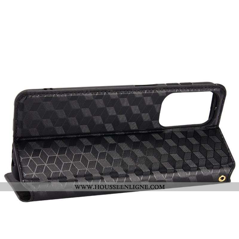 Flip Cover Samsung Galaxy M23 Effet Cuir Cubes 3D