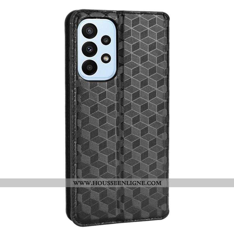 Flip Cover Samsung Galaxy M23 Effet Cuir Cubes 3D
