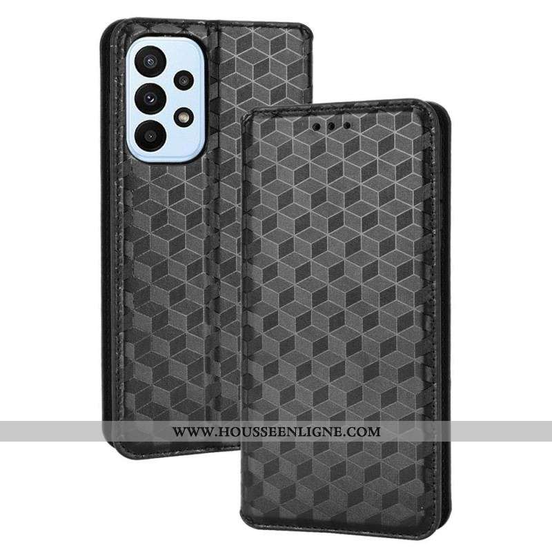 Flip Cover Samsung Galaxy M23 Effet Cuir Cubes 3D