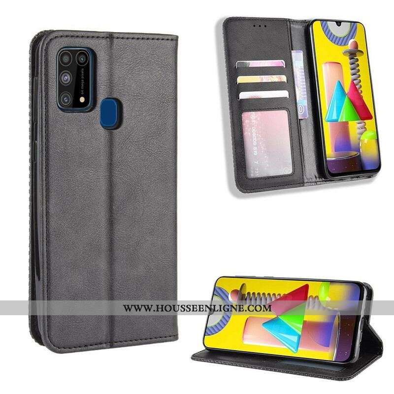Flip Cover Samsung Galaxy M31 Effet Cuir Vintage Stylisé
