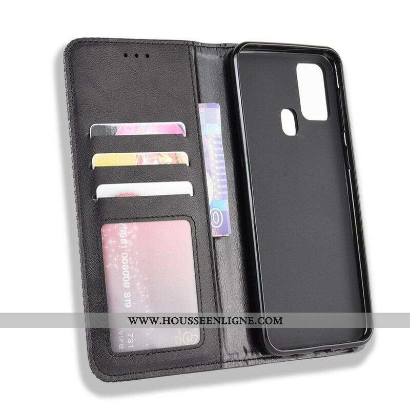 Flip Cover Samsung Galaxy M31 Effet Cuir Vintage Stylisé