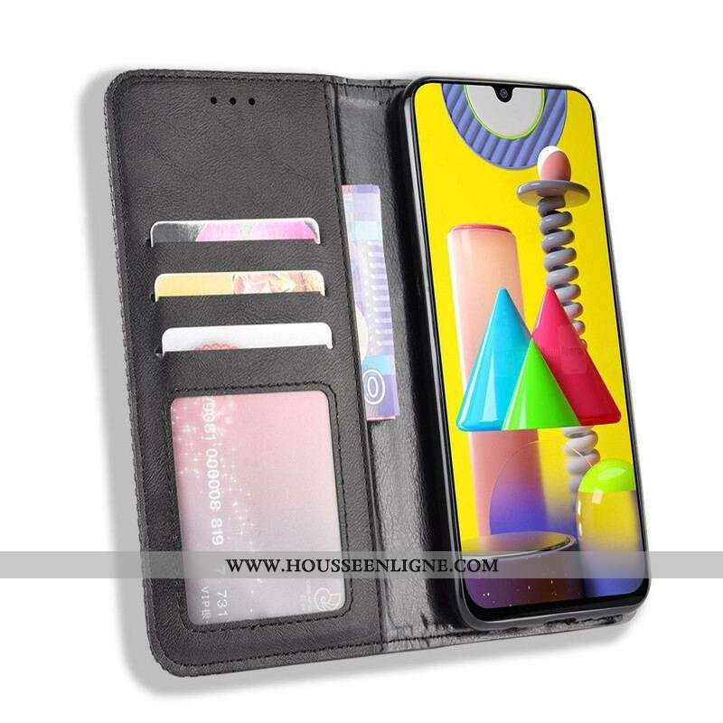 Flip Cover Samsung Galaxy M31 Effet Cuir Vintage Stylisé