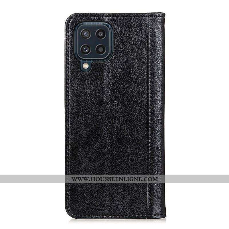 Flip Cover Samsung Galaxy M32 Cuir Litchi Fendu Élégance