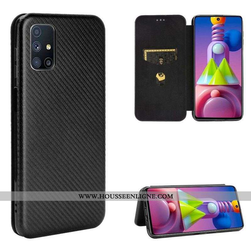 Flip Cover Samsung Galaxy M51 Fibre Carbone