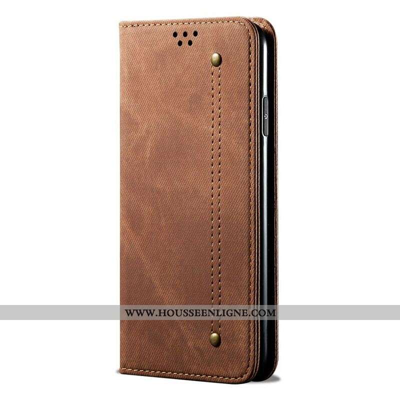 Flip Cover Samsung Galaxy M51 Tissu Jeans