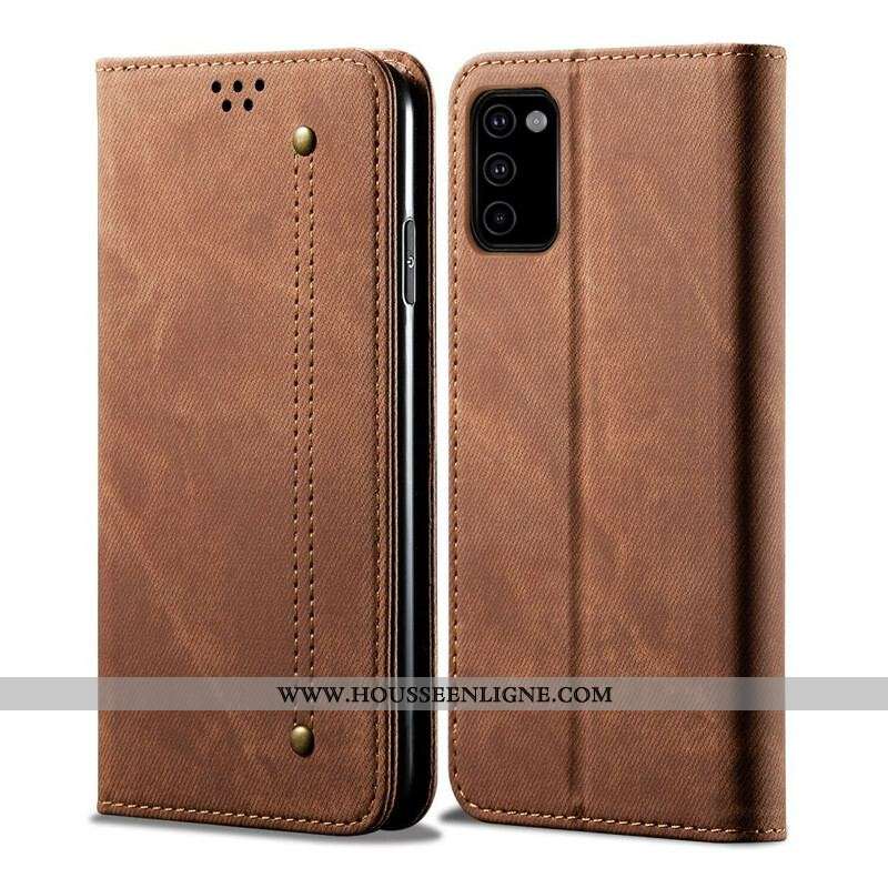 Flip Cover Samsung Galaxy M51 Tissu Jeans