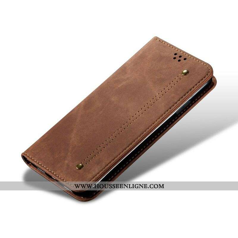 Flip Cover Samsung Galaxy M51 Tissu Jeans