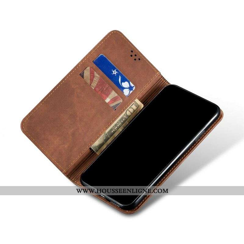 Flip Cover Samsung Galaxy M51 Tissu Jeans