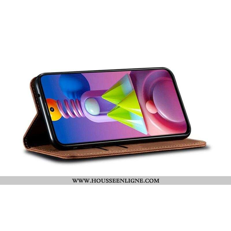 Flip Cover Samsung Galaxy M51 Tissu Jeans