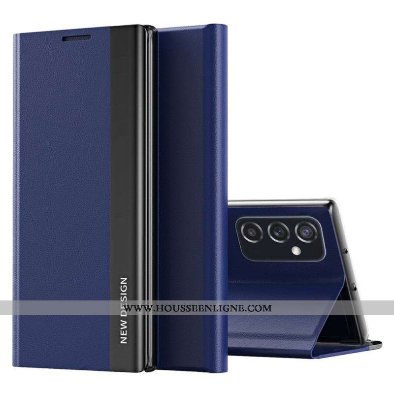 Flip Cover Samsung Galaxy M52 5G Simili Cuir Litchi Fermoir Magnétique