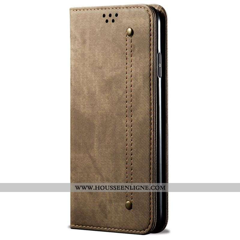 Flip Cover Samsung Galaxy M52 5G Tissu Jeans