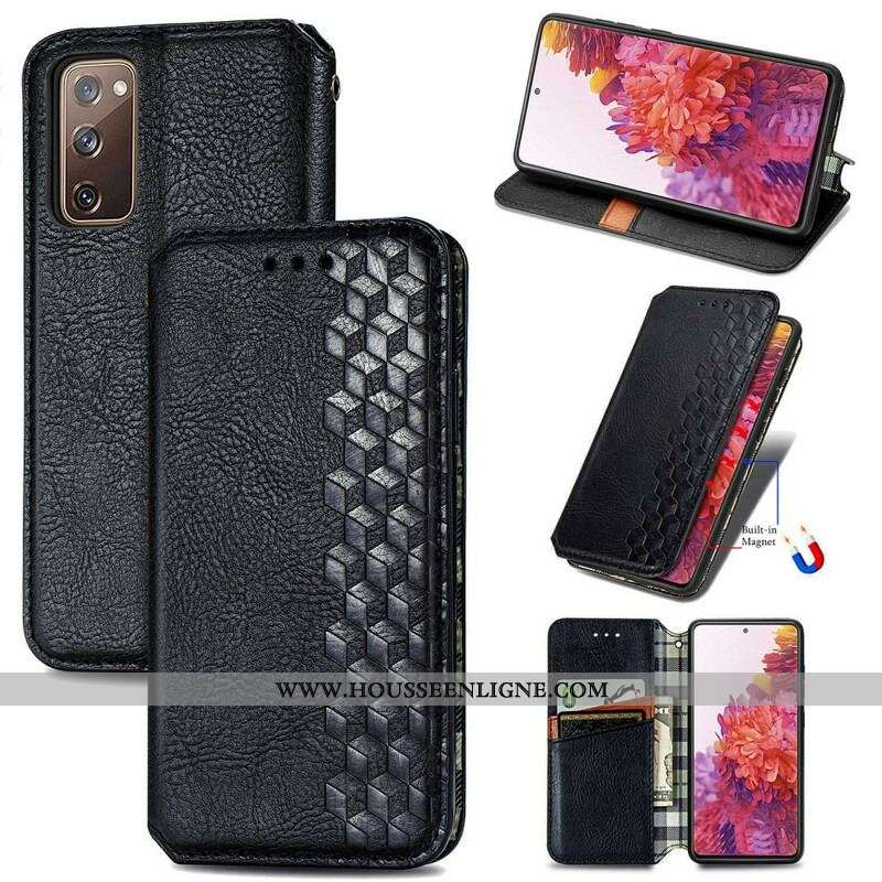 Flip Cover Samsung Galaxy S20 FE Simili Cuir Texture Diamant
