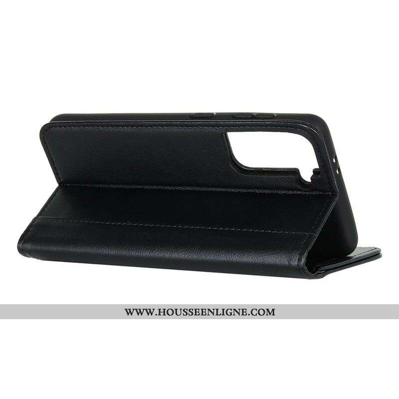 Flip Cover Samsung Galaxy S21 5G Cuir Litchi Fendu Élégance