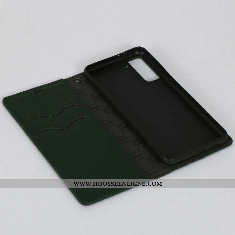 Flip Cover Samsung Galaxy S21 5G Effet Cuir HANMAN