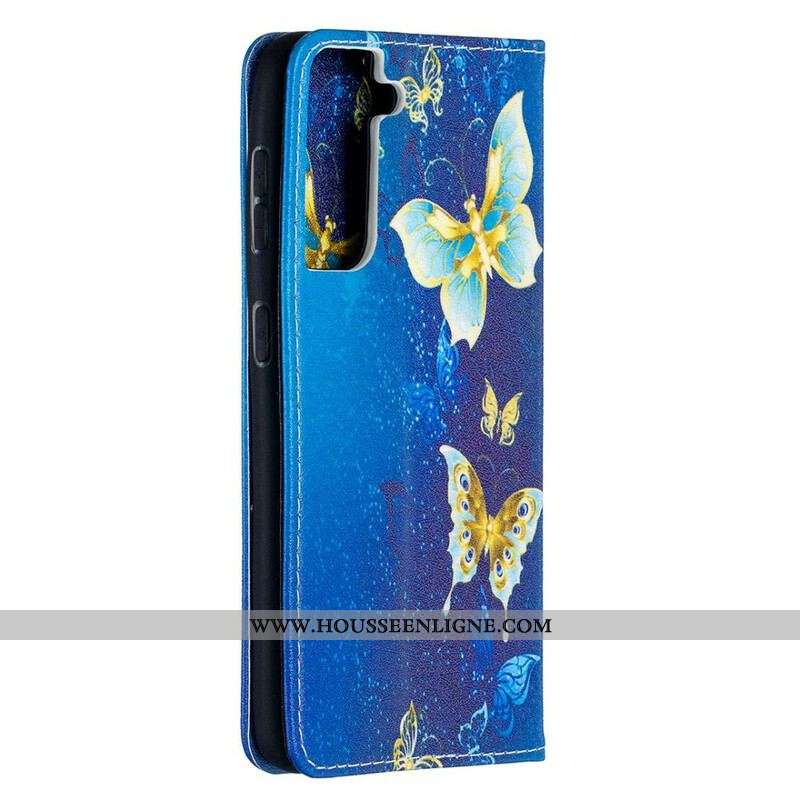 Flip Cover Samsung Galaxy S21 5G Papillons Colorés