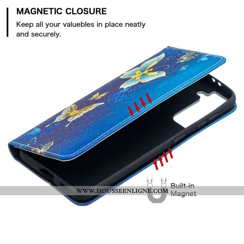 Flip Cover Samsung Galaxy S21 5G Papillons Colorés