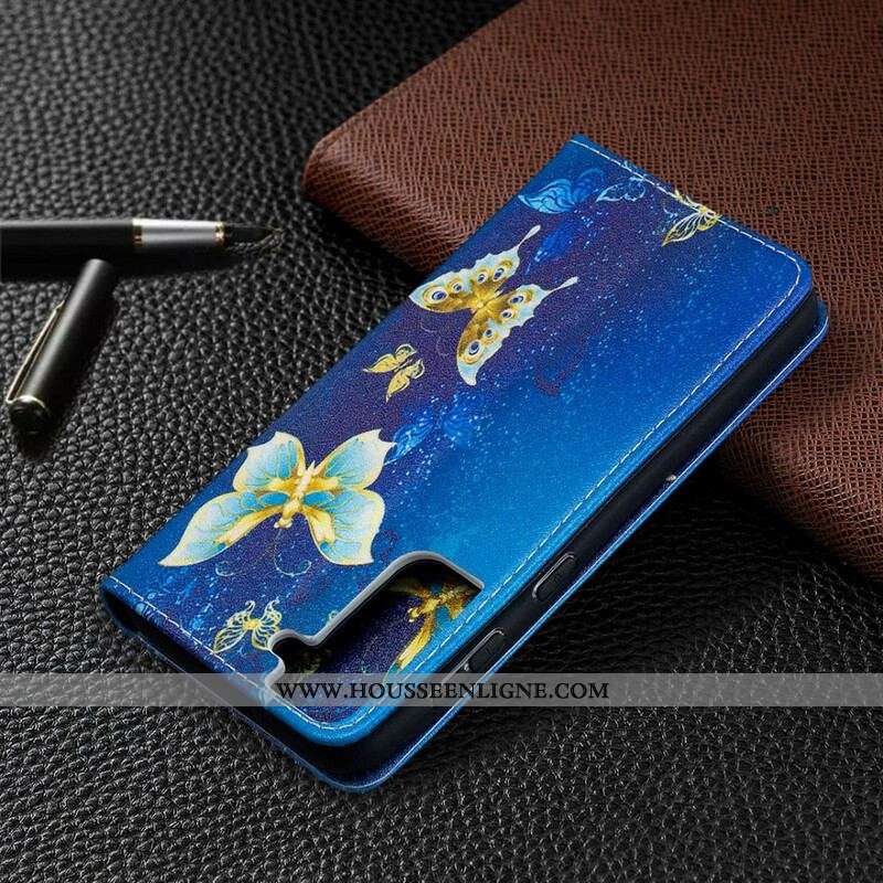 Flip Cover Samsung Galaxy S21 5G Papillons Colorés